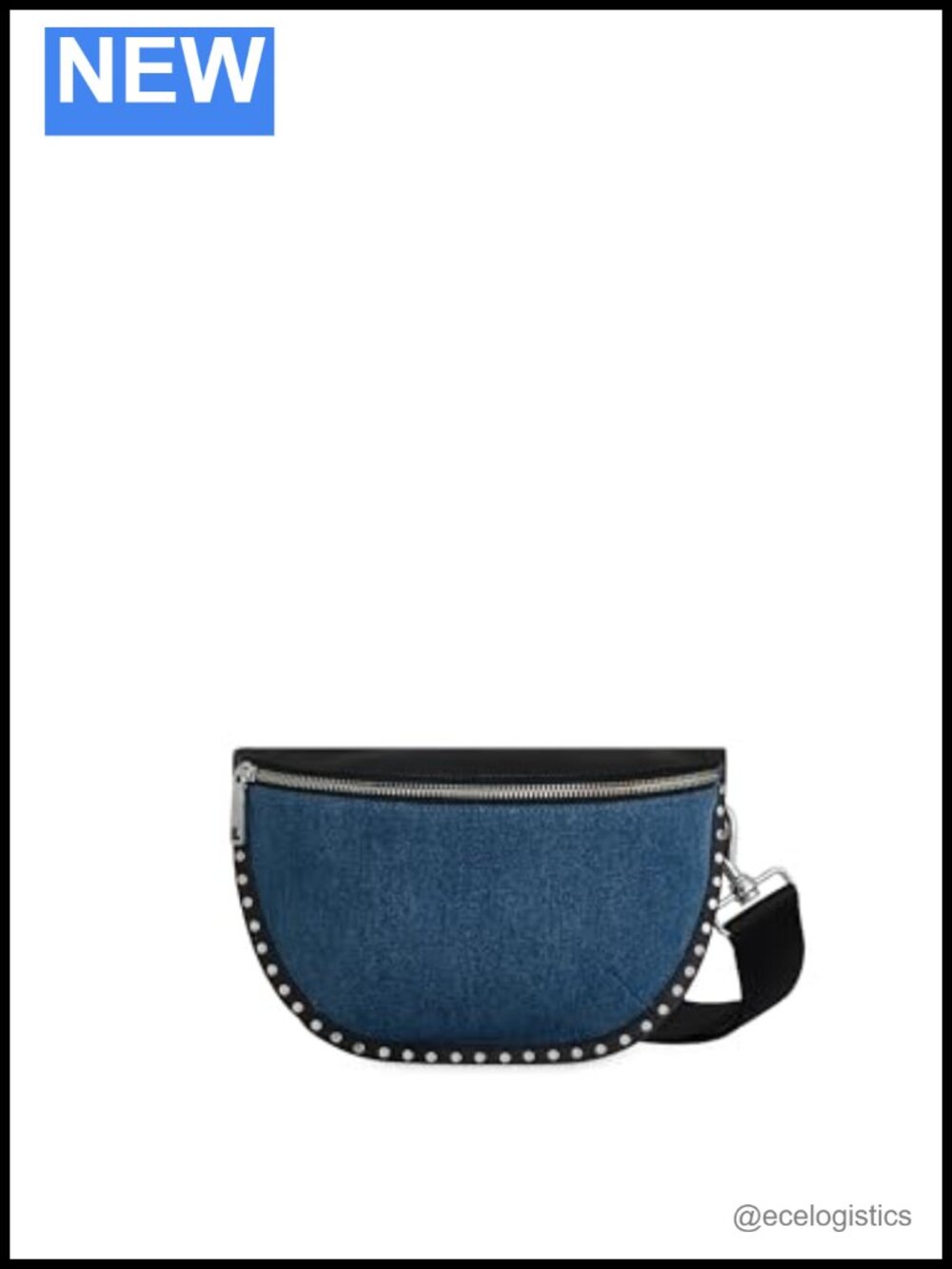 Cotton Twill Sling Bag with Stud Detailing Adjustable Strap Crossbody